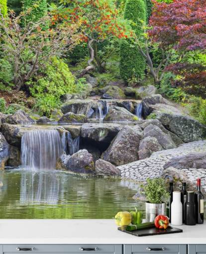 Japanese Waterfall Garden Wall Mural