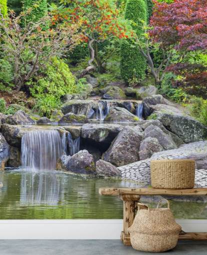 Japanese Waterfall Garden Wall Mural