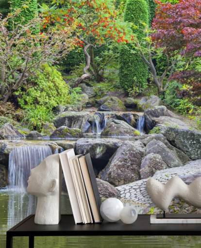 Japanese Waterfall Garden Wall Mural