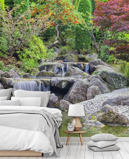 Japanese Waterfall Garden Wall Mural