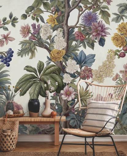 mural colorido de parede de jardim chamado Bountiful Garden de Marina Stupakova para salões e quartos