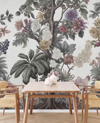 mural de papel pintado de jardín llamado Bountiful Garden II de Marina Stupakova para dormitorios y salas de estar