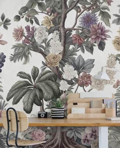 tuinbehang muurschildering genaamd Bountiful Garden II van Marina Stupakova voor slaapkamers en woonkamers