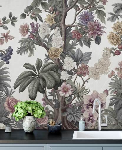 garden wallpaper mural called Bountiful Garden II by Marina Stupakova for bedrooms and living rooms