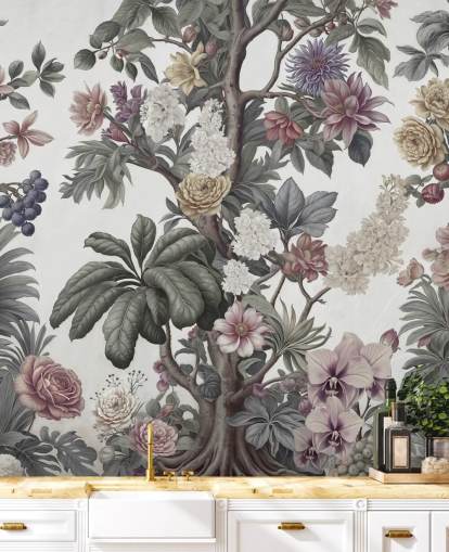 carta da parati murale da giardino chiamata Bountiful Garden II di Marina Stupakova per camere da letto e salotti