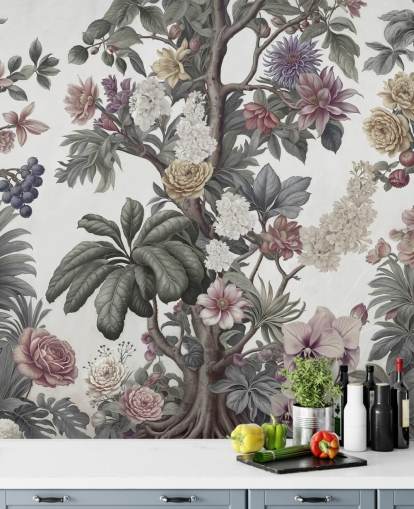 mural de papel pintado de jardín llamado Bountiful Garden II de Marina Stupakova para dormitorios y salas de estar