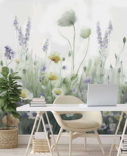 colourful wildflower wall mural called Ease II by Marina Stupakova for bedrooms and living rooms colourful wildflower wall mural called Ease II by Marina Stupakova for bedrooms and living rooms