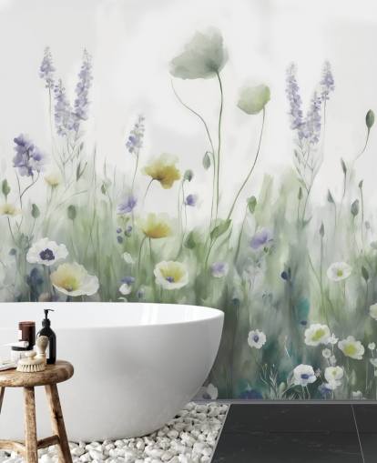 farbenfrohes Wildblumen-Wandbild namens Ease II von Marina Stupakova für Schlafzimmer und Wohnzimmer