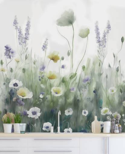 mural de pared colorido de flores silvestres llamado Ease II de Marina Stupakova para dormitorios y salas de estar mural de pared colorido de flores silvestres llamado Ease II de Marina Stupakova para dormitorios y salas de estar