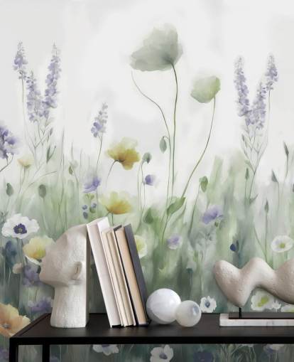 farbenfrohes Wildblumen-Wandbild namens Ease II von Marina Stupakova für Schlafzimmer und Wohnzimmer