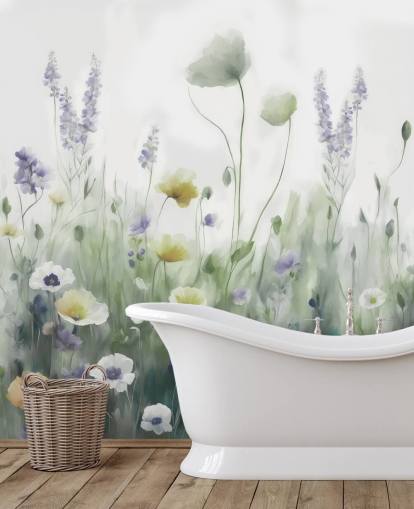 farbenfrohes Wildblumen-Wandbild namens Ease II von Marina Stupakova für Schlafzimmer und Wohnzimmer