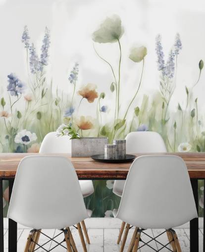 farbenfrohes Wildblumen-Wandbild namens Ease von Marina Stupakova für Schlafzimmer, Wohnzimmer und Flure