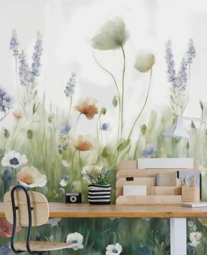 farbenfrohes Wildblumen-Wandbild namens Ease von Marina Stupakova für Schlafzimmer, Wohnzimmer und Flure