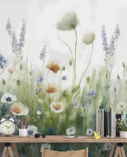 färgstark vildblomma väggmålning Ease av Marina Stupakova för sovrum, vardagsrum och hallar färgstark vildblomma väggmålning Ease av Marina Stupakova för sovrum, vardagsrum och hallar