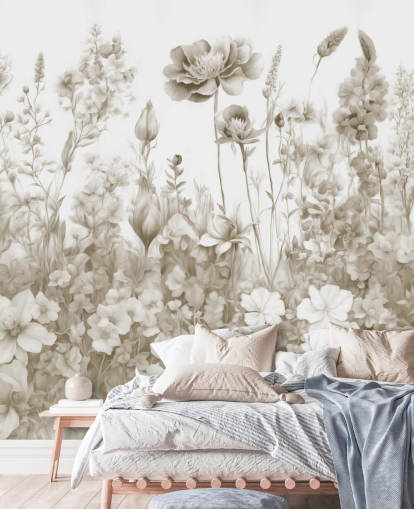 Blumentapetenwandbild mit dem Titel Flowers of My Soul von Marina Stupakova 