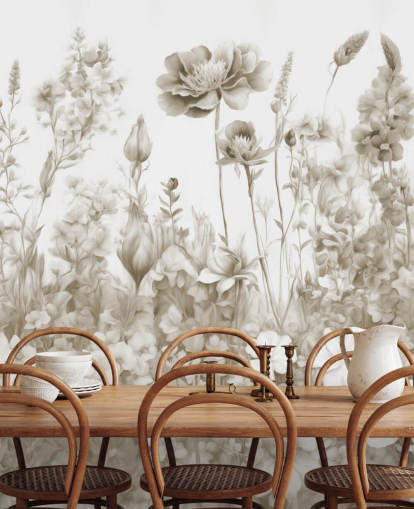 mural de papel de parede floral chamado Flowers of My Soul, de Marina Stupakova 