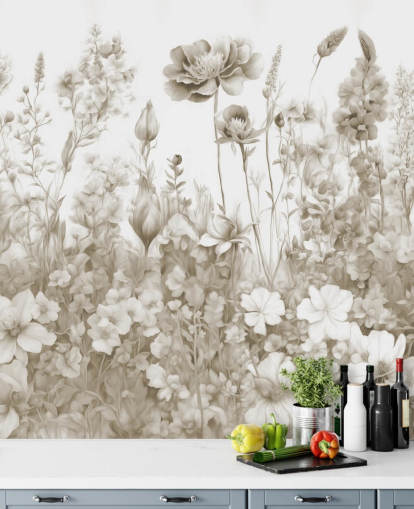 floral wallpaper mural called Flowers of My Soul by Marina Stupakova 