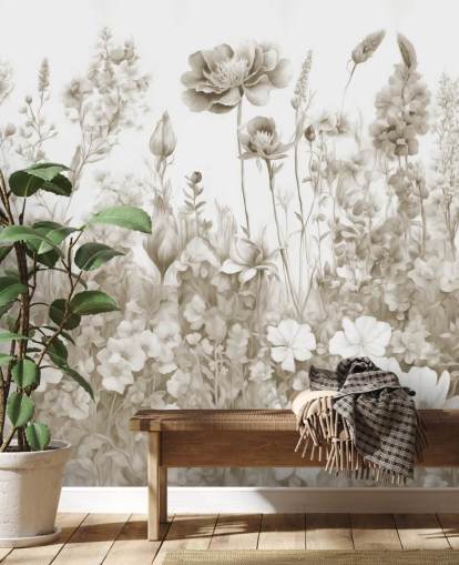 floral wallpaper mural called Flowers of My Soul by Marina Stupakova 