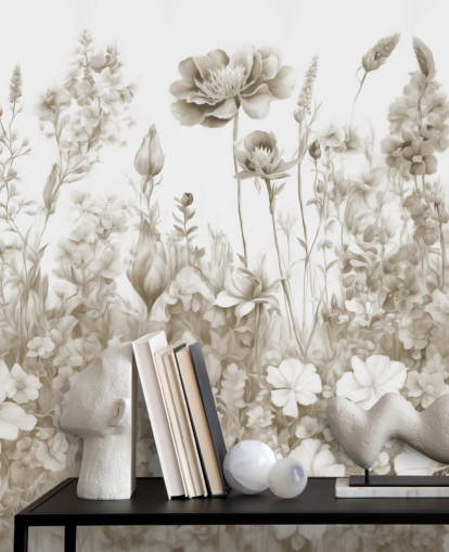 mural de papel pintado floral llamado Flowers of My Soul de Marina Stupakova 