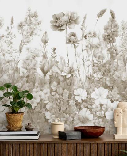 mural de papel de parede floral chamado Flowers of My Soul, de Marina Stupakova 