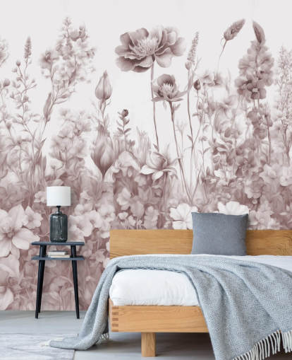 bloemenbehang met de naam Flowers of My Soul II van Marina Stupakova voor slaapkamers en badkamers