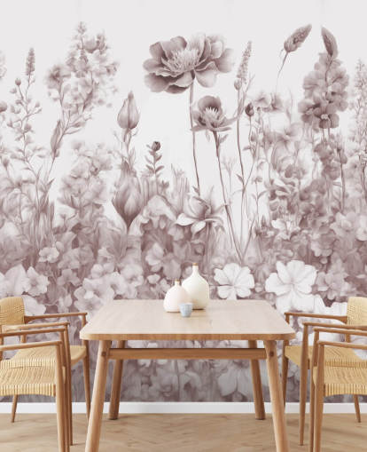 floral wallpaper mural called Flowers of My Soul II by Marina Stupakova for bedrooms and bathrooms