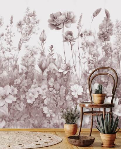 mural de papel pintado floral llamado Flowers of My Soul II de Marina Stupakova para dormitorios y baños