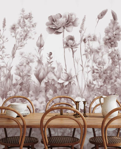 bloemenbehang met de naam Flowers of My Soul II van Marina Stupakova voor slaapkamers en badkamers