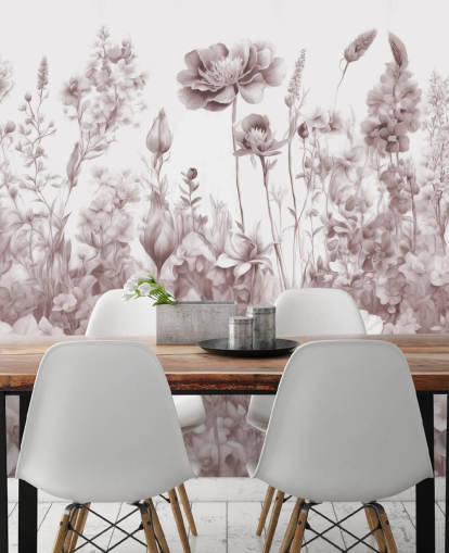 floral wallpaper mural called Flowers of My Soul II by Marina Stupakova for bedrooms and bathrooms