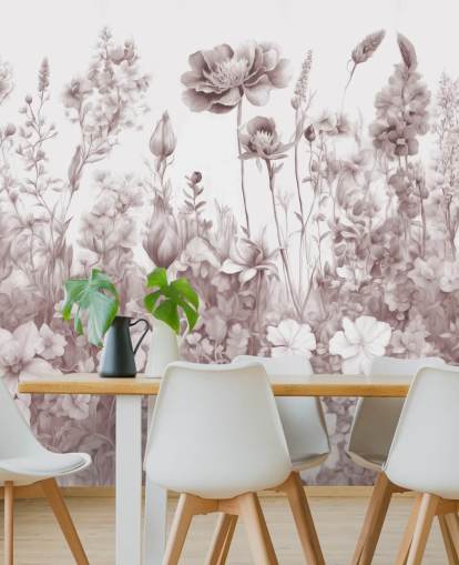 floral wallpaper mural called Flowers of My Soul II by Marina Stupakova for bedrooms and bathrooms