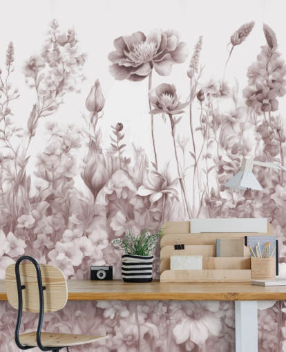 floral wallpaper mural called Flowers of My Soul II by Marina Stupakova for bedrooms and bathrooms