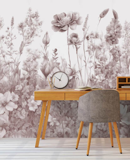 floral wallpaper mural called Flowers of My Soul II by Marina Stupakova for bedrooms and bathrooms
