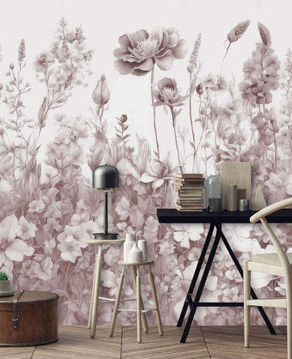 floral wallpaper mural called Flowers of My Soul II by Marina Stupakova for bedrooms and bathrooms