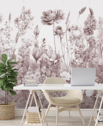 floral wallpaper mural called Flowers of My Soul II by Marina Stupakova for bedrooms and bathrooms