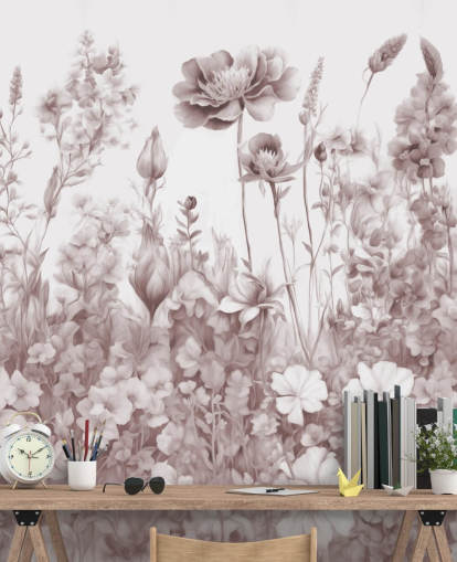 floral wallpaper mural called Flowers of My Soul II by Marina Stupakova for bedrooms and bathrooms
