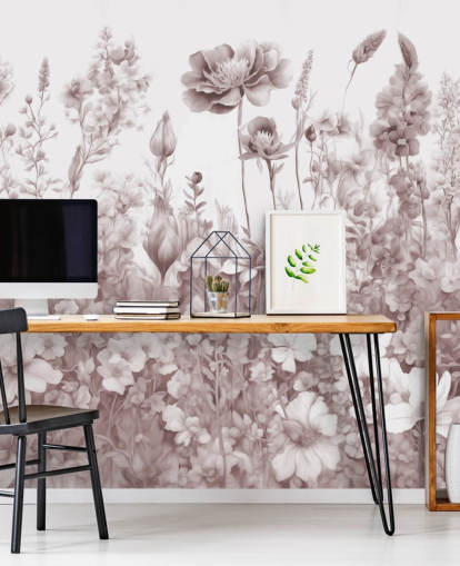 floral wallpaper mural called Flowers of My Soul II by Marina Stupakova for bedrooms and bathrooms