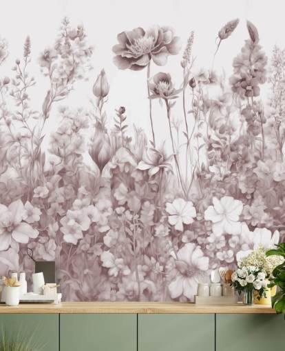 bloemenbehang met de naam Flowers of My Soul II van Marina Stupakova voor slaapkamers en badkamers bloemenbehang met de naam Flowers of My Soul II van Marina Stupakova voor slaapkamers en badkamers