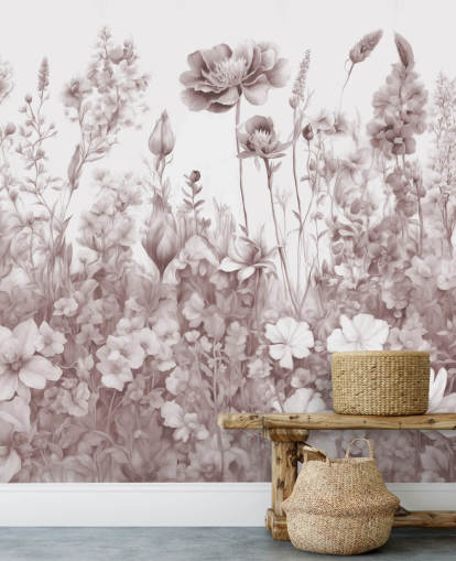 bloemenbehang met de naam Flowers of My Soul II van Marina Stupakova voor slaapkamers en badkamers