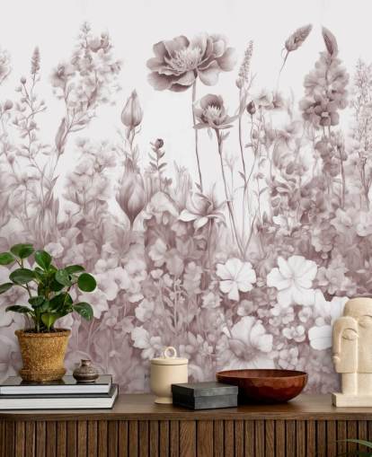 floral wallpaper mural called Flowers of My Soul II by Marina Stupakova for bedrooms and bathrooms