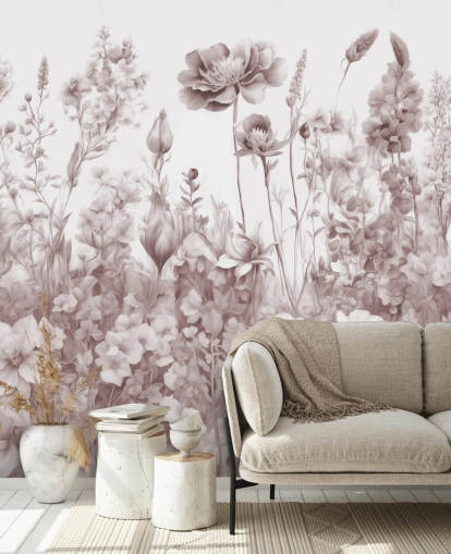 floral wallpaper mural called Flowers of My Soul II by Marina Stupakova for bedrooms and bathrooms