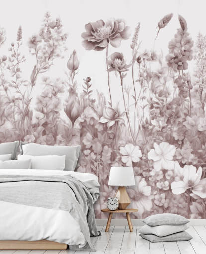 floral wallpaper mural called Flowers of My Soul II by Marina Stupakova for bedrooms and bathrooms