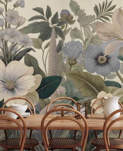 fresque murale à motif floral bleu et beige intitulée Love on Weekend II de Marina Stupakova pour les chambres et les salons fresque murale à motif floral bleu et beige intitulée Love on Weekend II de Marina Stupakova pour les chambres et les salons