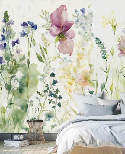 floral wallpaper mural called The Softness of Heart by Marina Stupakova for bedrooms, living rooms and dining rooms