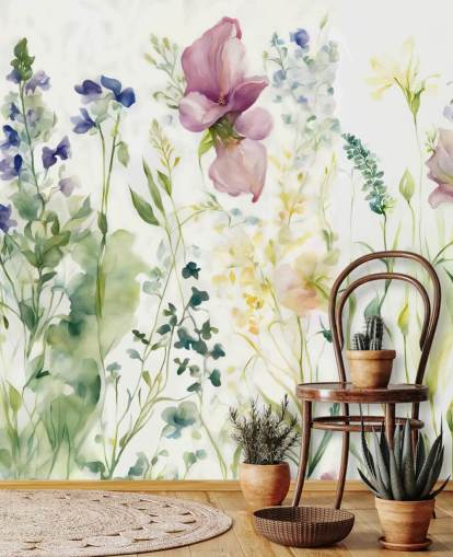 papier peint floral intitulé The Softness of Heart de Marina Stupakova pour les chambres, les salons et les salles à manger