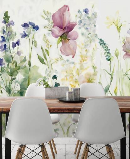 mural de papel pintado floral llamado La suavidad del corazón de Marina Stupakova para dormitorios, salas de estar y comedores