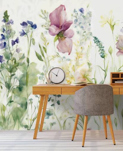 floral wallpaper mural called The Softness of Heart by Marina Stupakova for bedrooms, living rooms and dining rooms