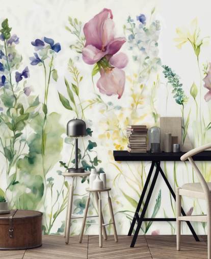 floral wallpaper mural called The Softness of Heart by Marina Stupakova for bedrooms, living rooms and dining rooms