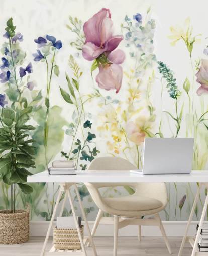 floral wallpaper mural called The Softness of Heart by Marina Stupakova for bedrooms, living rooms and dining rooms