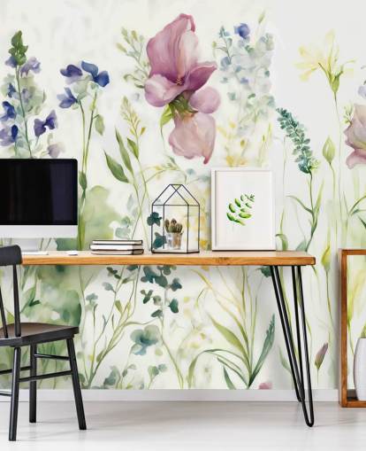 floral wallpaper mural called The Softness of Heart by Marina Stupakova for bedrooms, living rooms and dining rooms