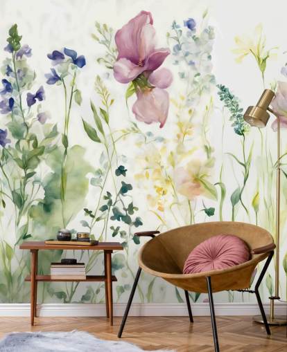 bloemenmuurschildering genaamd The Softness of Heart van Marina Stupakova voor slaapkamers, woonkamers en eetkamers